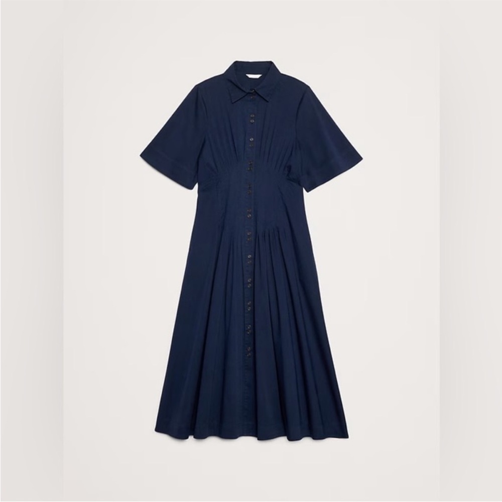 Banana Republic Navy Button-Front Midi Dress - Picture 3 of 7